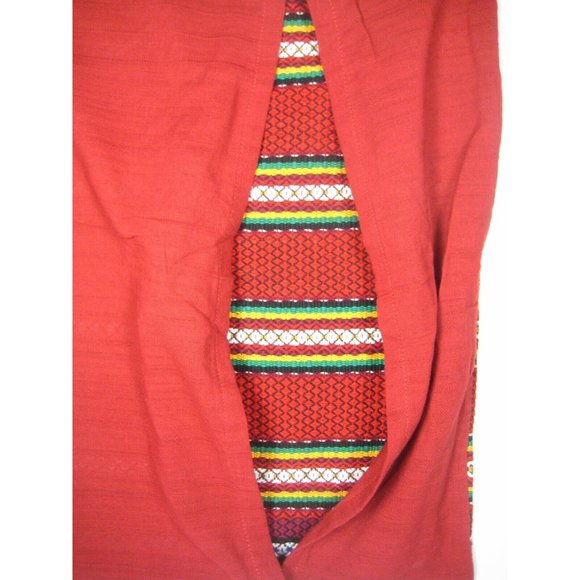 Handwoven Pillowcase ONLY Tapestry Decor Weaving Table Runner Red 21.5 In Rustic - Picture 4 of 4